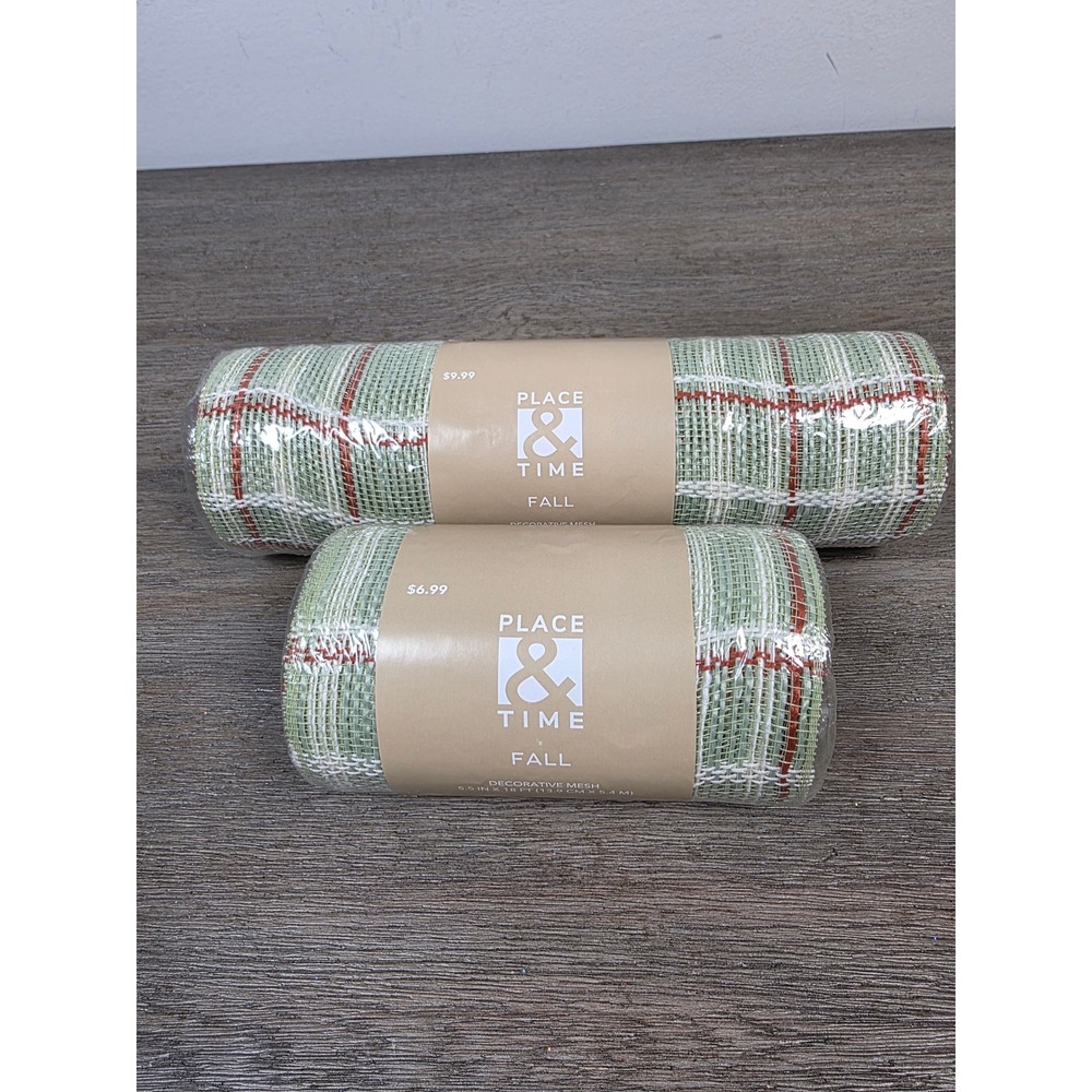 Lot of Two (2) Matching Rolls Place & Time Fall Decorative Craft Mesh NEW Sealed